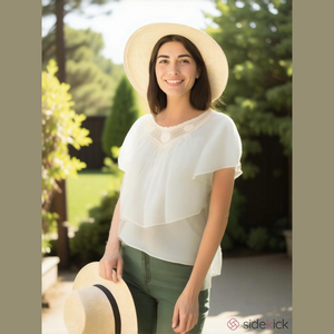 Sanctuary Ruffle Lace Chiffon Top Women's Small Boho